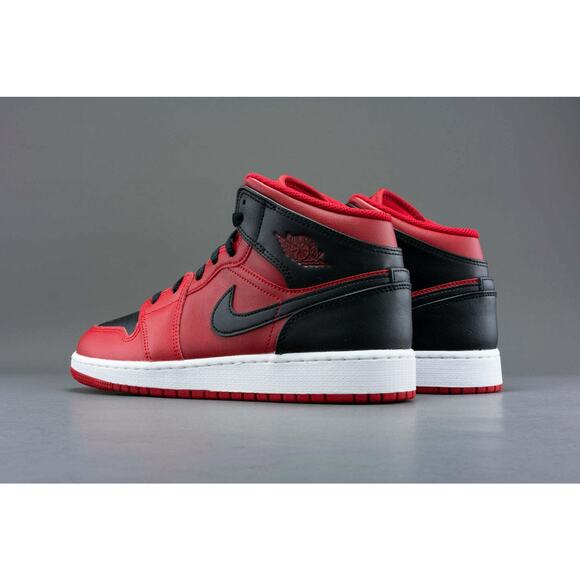 Air Jordan 1 Mid GS Shoes Reverse Bred Black Red 554725 660 - SIZE 4.5Y